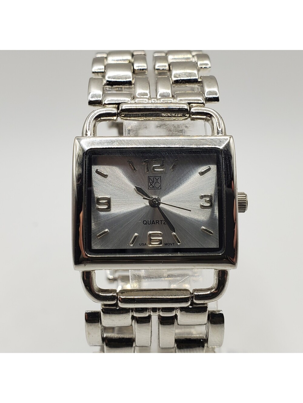 NY&C Watch 26mm Womens Rectangle Silver Tone New Battery